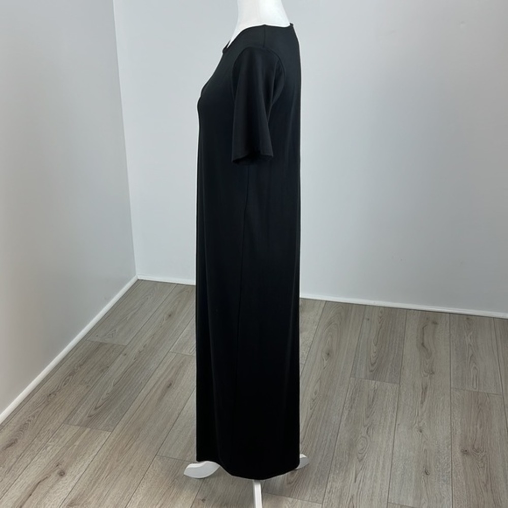 Round Neck Short Sleeve Midi Dress - Black Size Small - Picture 3 of 8